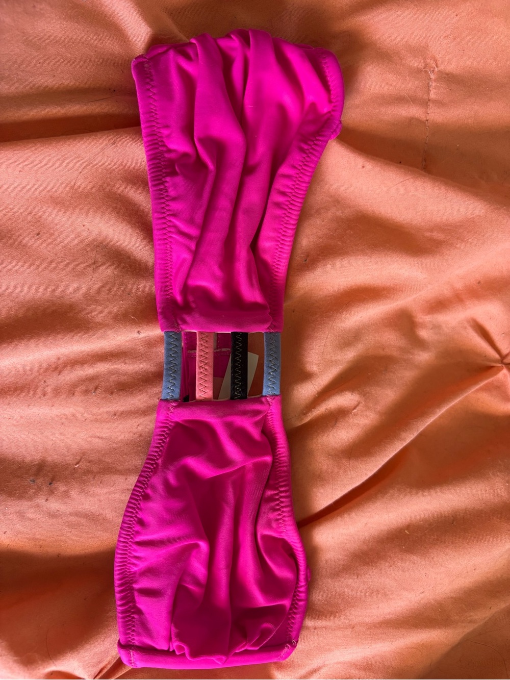 Victoria's Secret Hot Pink Bandeau Swim Top with Decorative Center Detail
